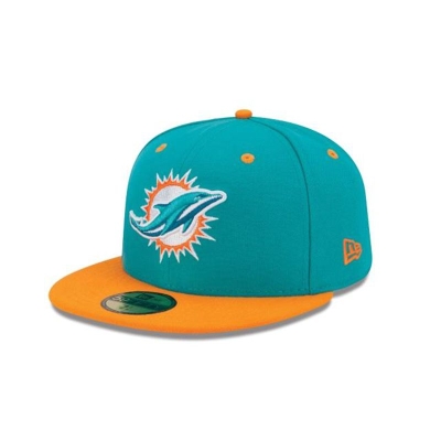 Black Miami Dolphins Hat - New Era NFL 2Tone 59FIFTY Fitted Caps USA2591346